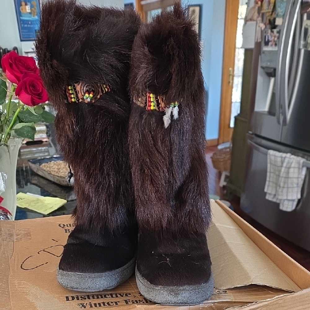 Pajar Beige and Brown Fur Boots